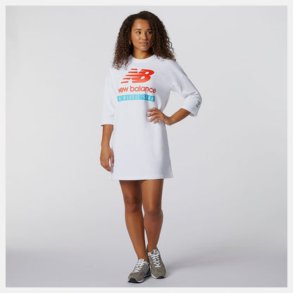 White NB Essentials Field Day Crew Fleece Dress | New Balance Clothing