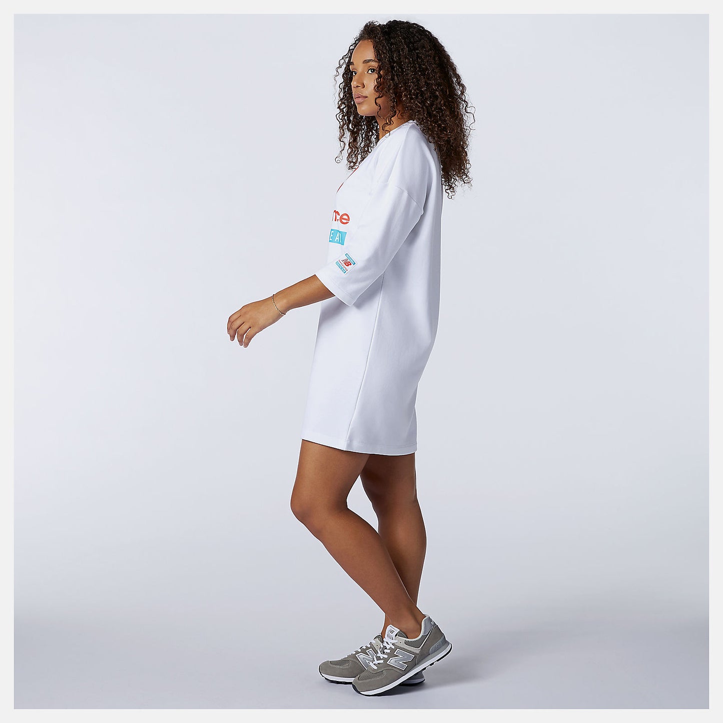 White NB Essentials Field Day Crew Fleece Dress | New Balance Clothing