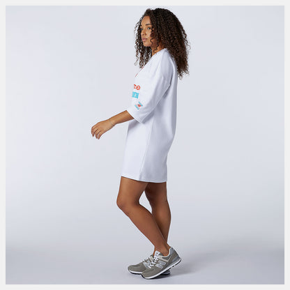 White NB Essentials Field Day Crew Fleece Dress | New Balance Clothing