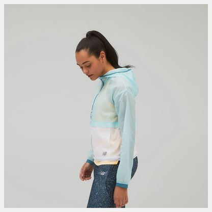 Pale Blue Printed Impact Run Light Pack Jacket | New Balance Clothing