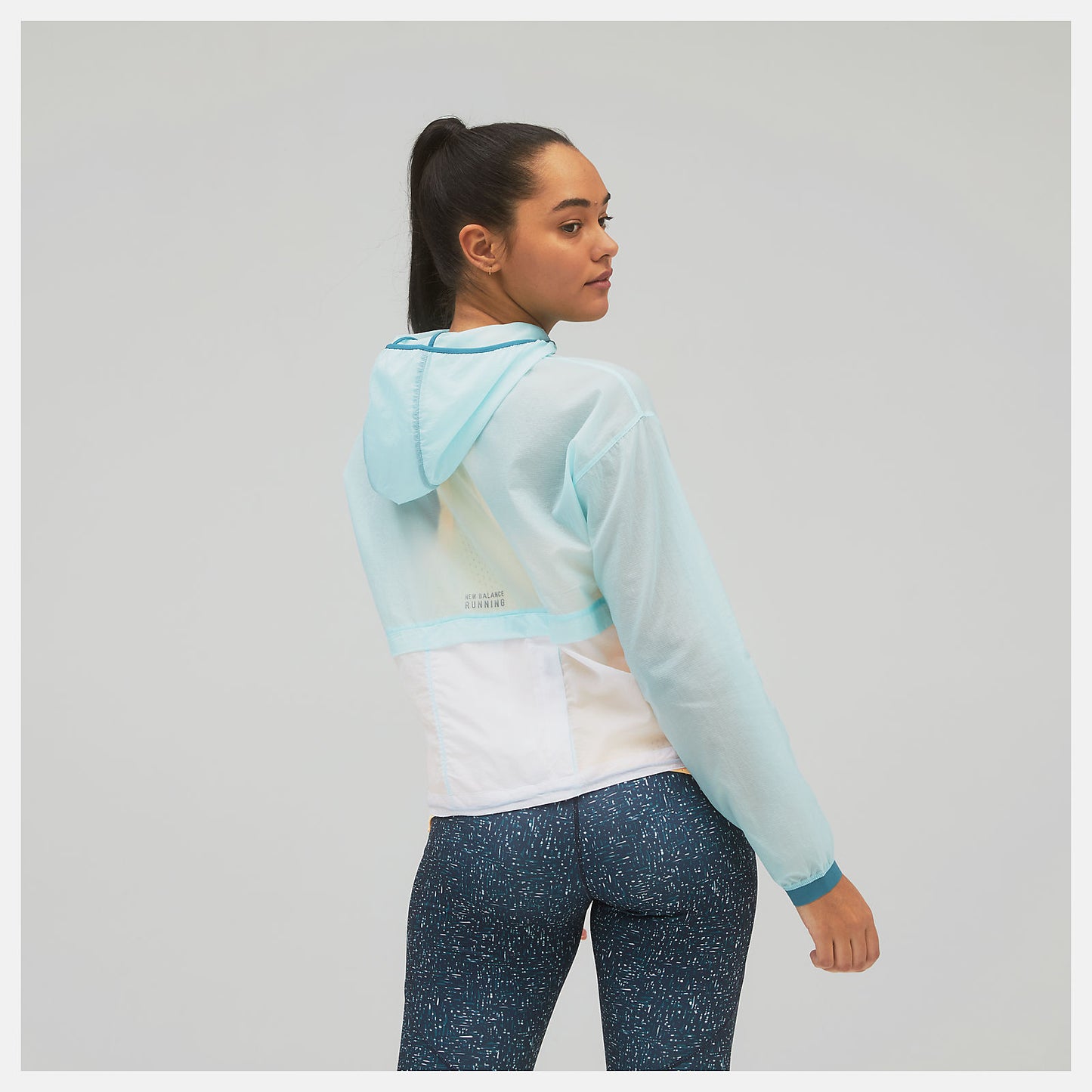 Pale Blue Printed Impact Run Light Pack Jacket | New Balance Clothing