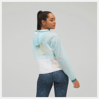 Pale Blue Printed Impact Run Light Pack Jacket | New Balance Clothing