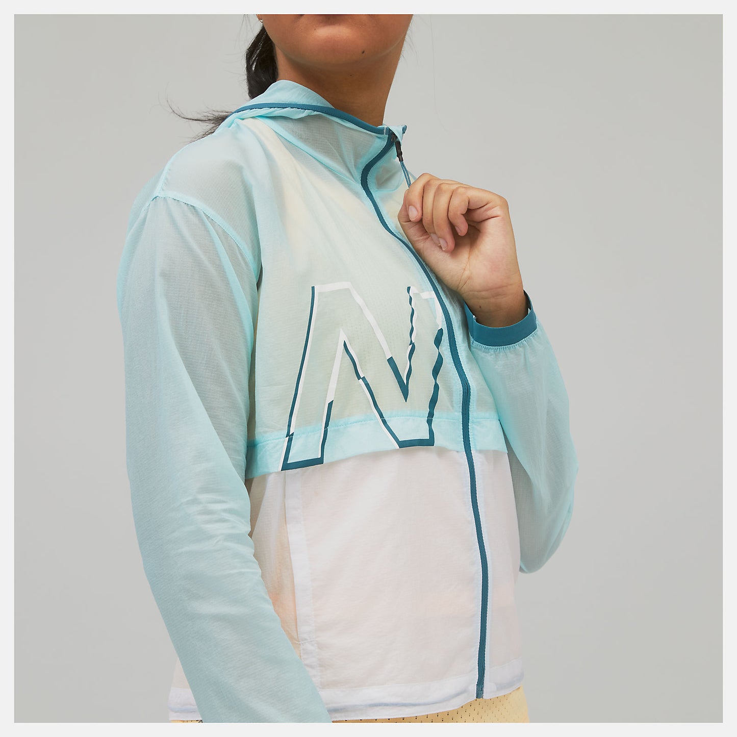 Pale Blue Printed Impact Run Light Pack Jacket | New Balance Clothing