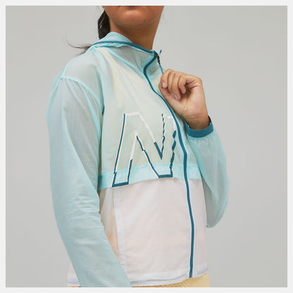 Pale Blue Printed Impact Run Light Pack Jacket | New Balance Clothing