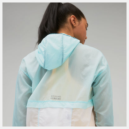 Pale Blue Printed Impact Run Light Pack Jacket | New Balance Clothing