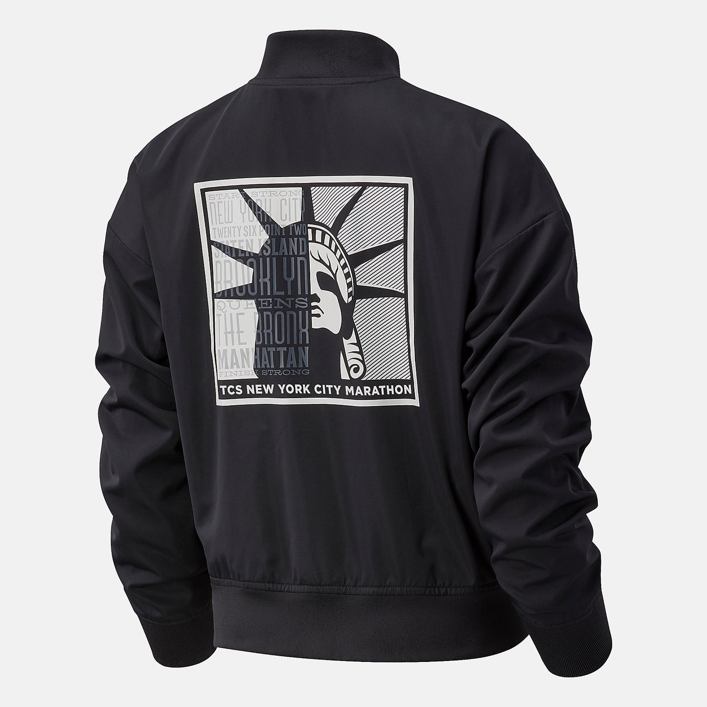 Black NYC Marathon Essentials Core Bomber Jacket | New Balance Clothing