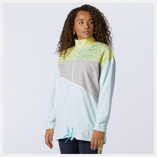 White/Jade Achiever Mix Media Jacket | New Balance Clothing