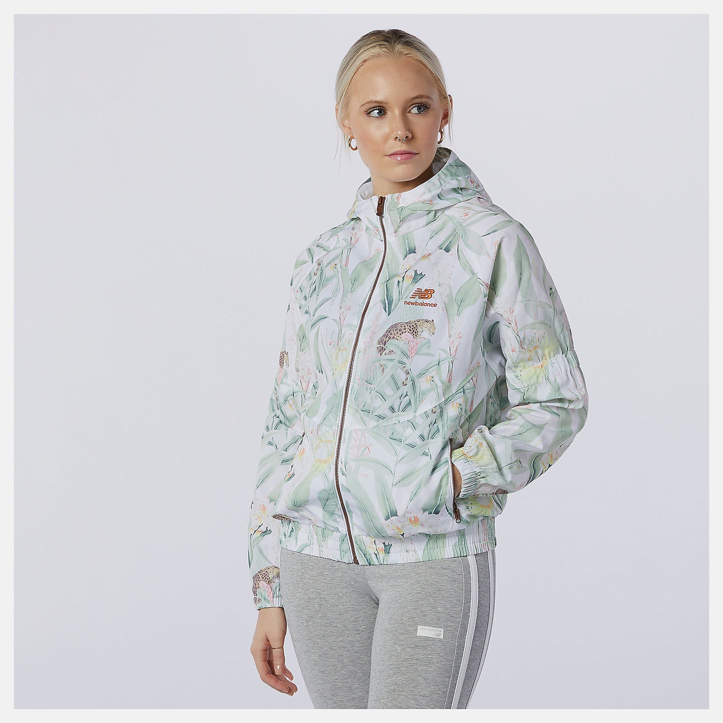White Print NB Essentials Botanical Jacket | New Balance Clothing