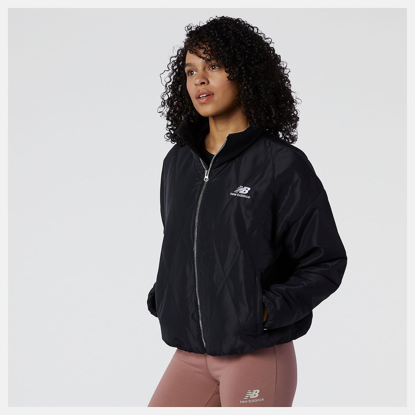 Black NB Athletics Argyle Quilted Jacket | New Balance Clothing