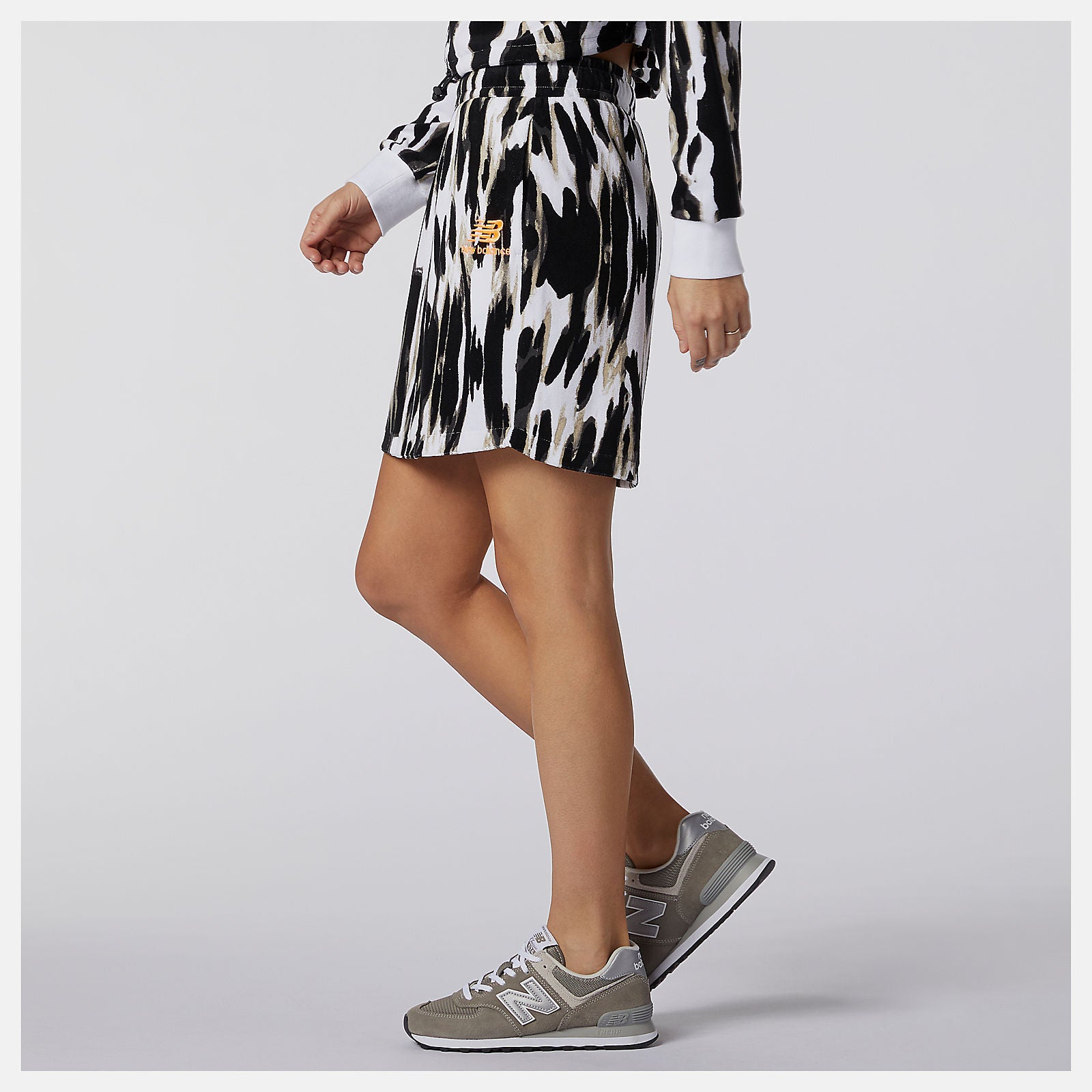 White NB Athletics Collide Printed Terry Skirt | New Balance Clothing