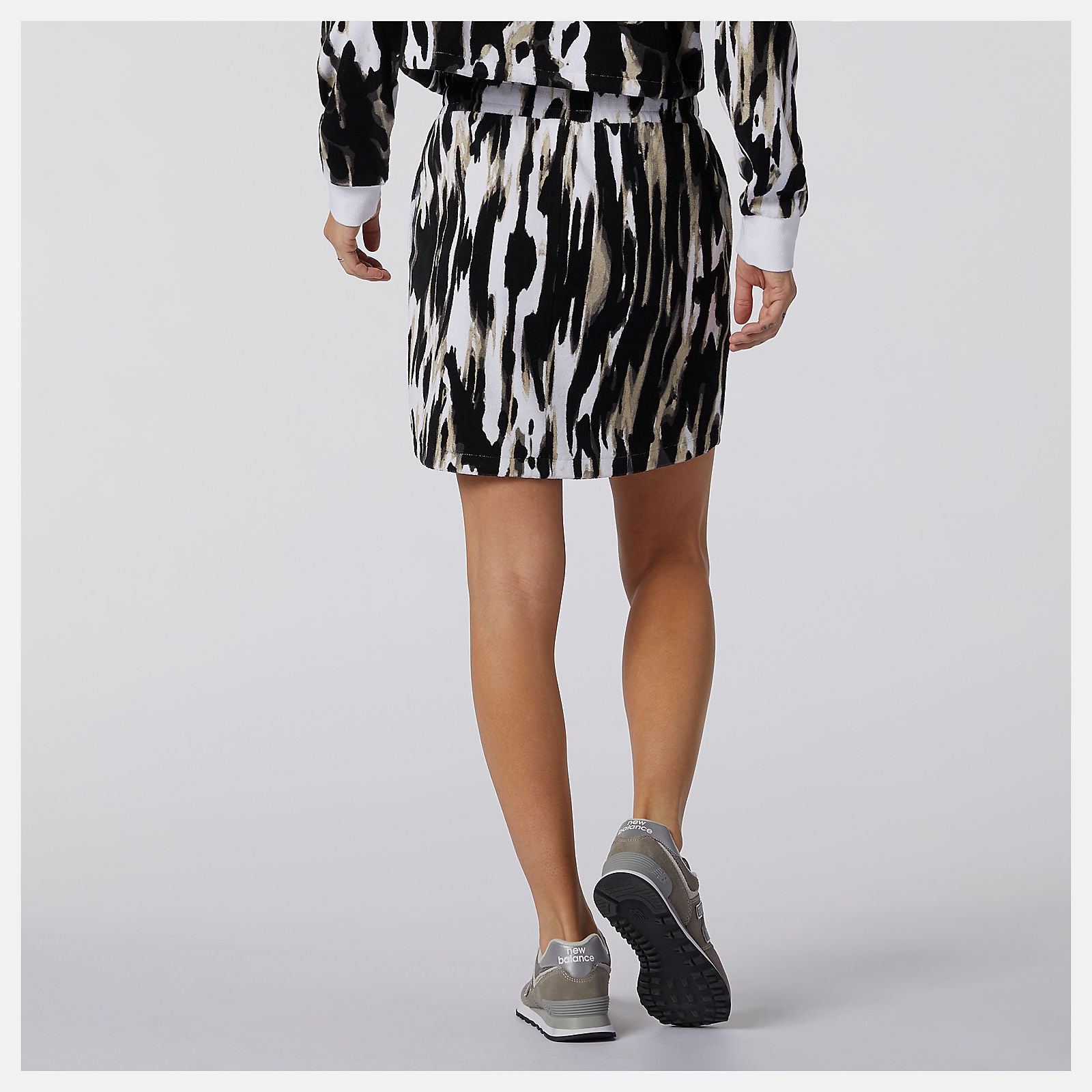 White NB Athletics Collide Printed Terry Skirt | New Balance Clothing
