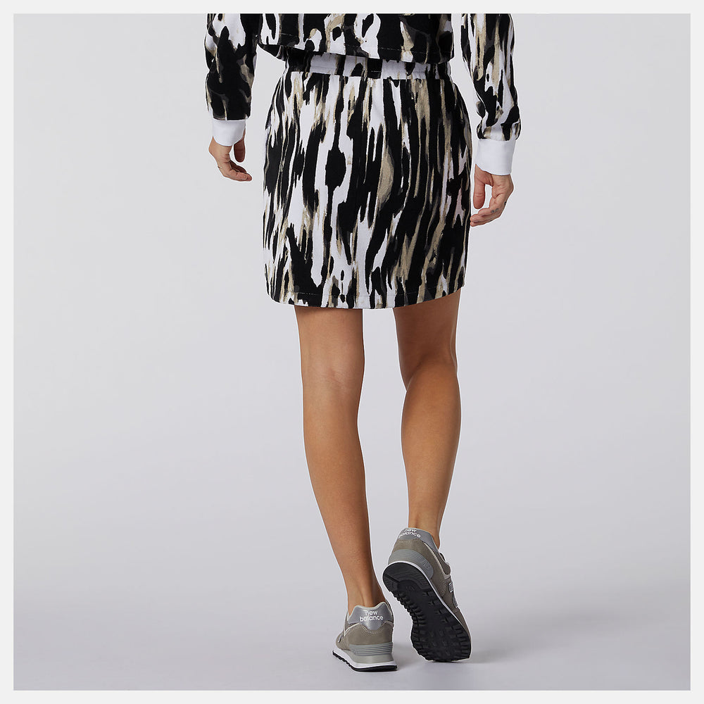 White NB Athletics Collide Printed Terry Skirt | New Balance Clothing
