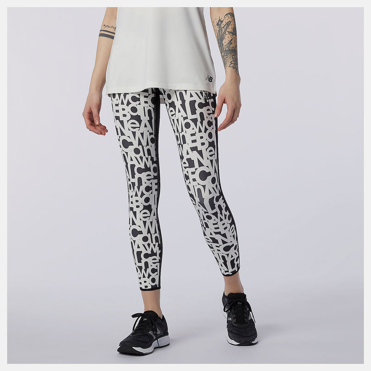 White Relentless Printed High Rise 7/8 Tight | New Balance Clothing