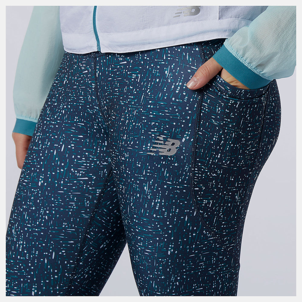 Mountain Teal Printed Impact Run Tight | New Balance Clothing