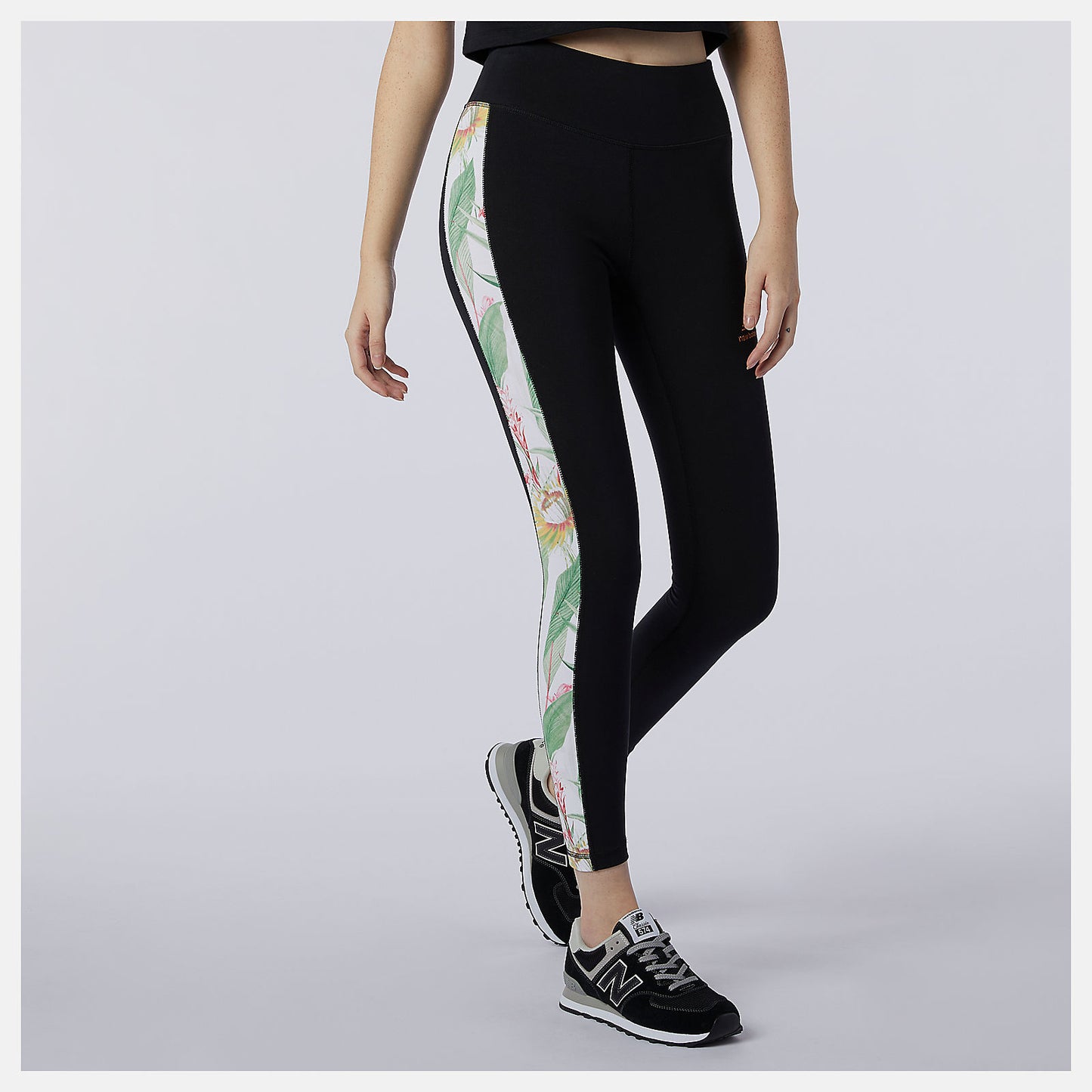 Black NB Essentials Botanical Legging | New Balance Clothing