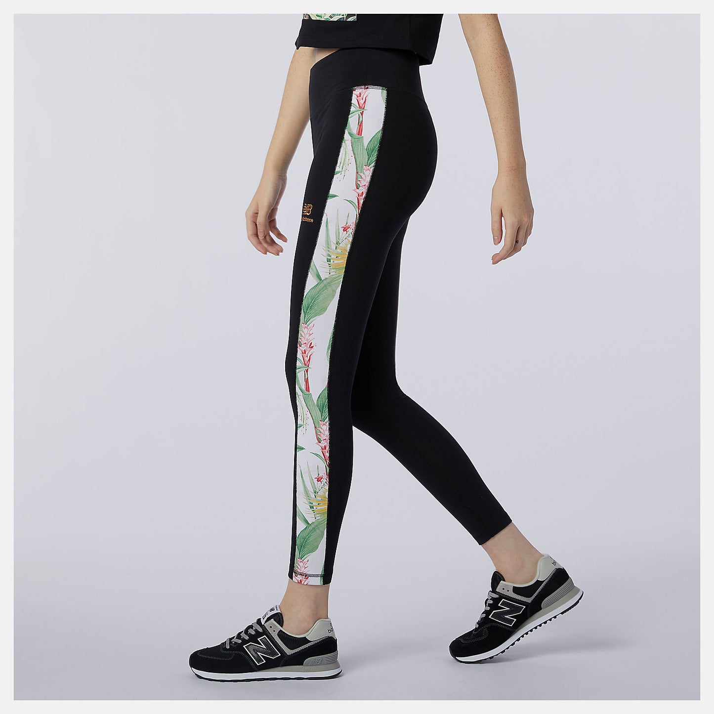 Black NB Essentials Botanical Legging | New Balance Clothing