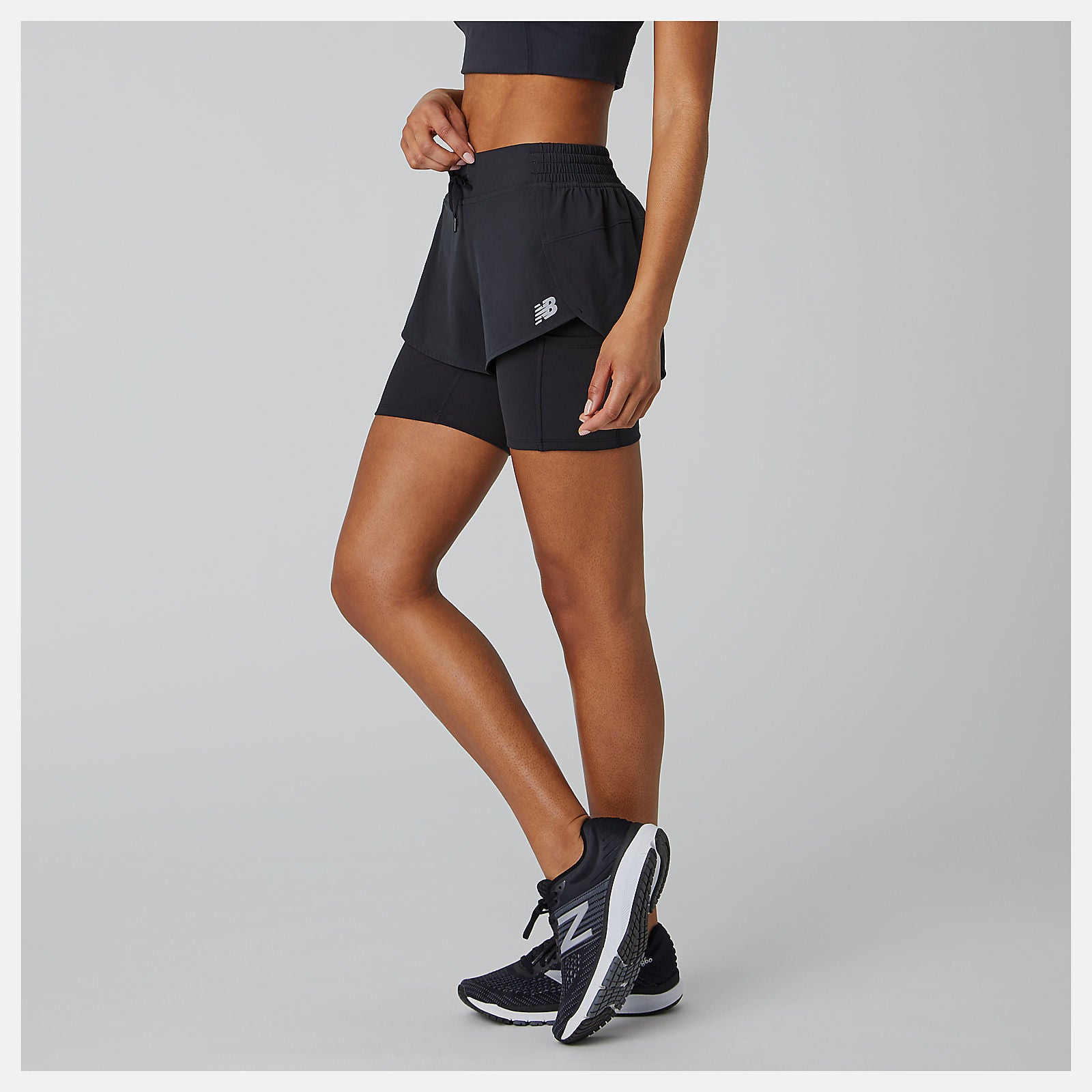Black Impact Run 2 In 1 Short | New Balance Clothing