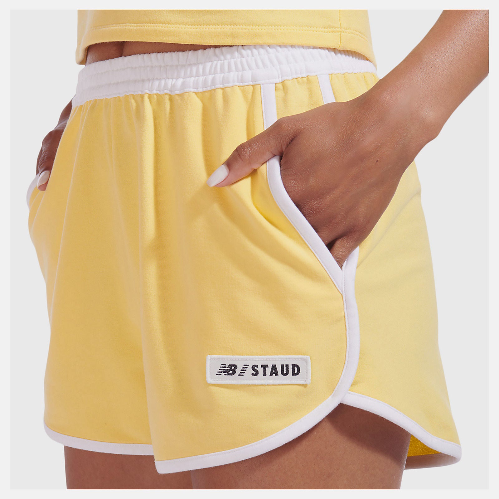 Yellow NB x Staud Terry Run Short | New Balance Clothing