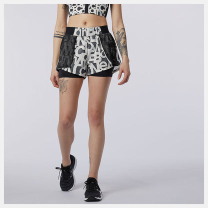 Black/White Relentless 2 In 1 Short Printed | New Balance Clothing