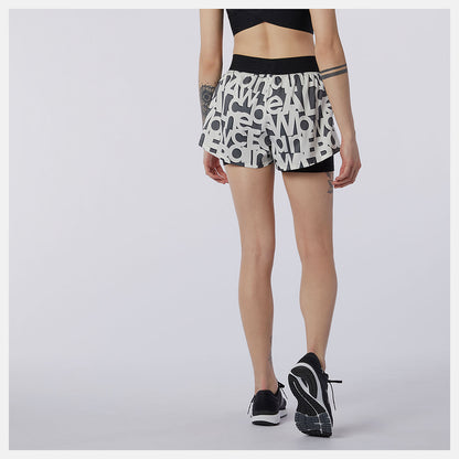 Black/White Relentless 2 In 1 Short Printed | New Balance Clothing