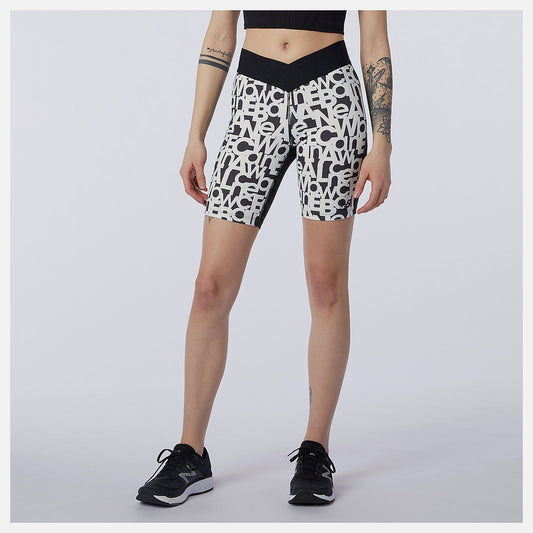 Black/White Relentless Printed Fitted Short | New Balance Clothing