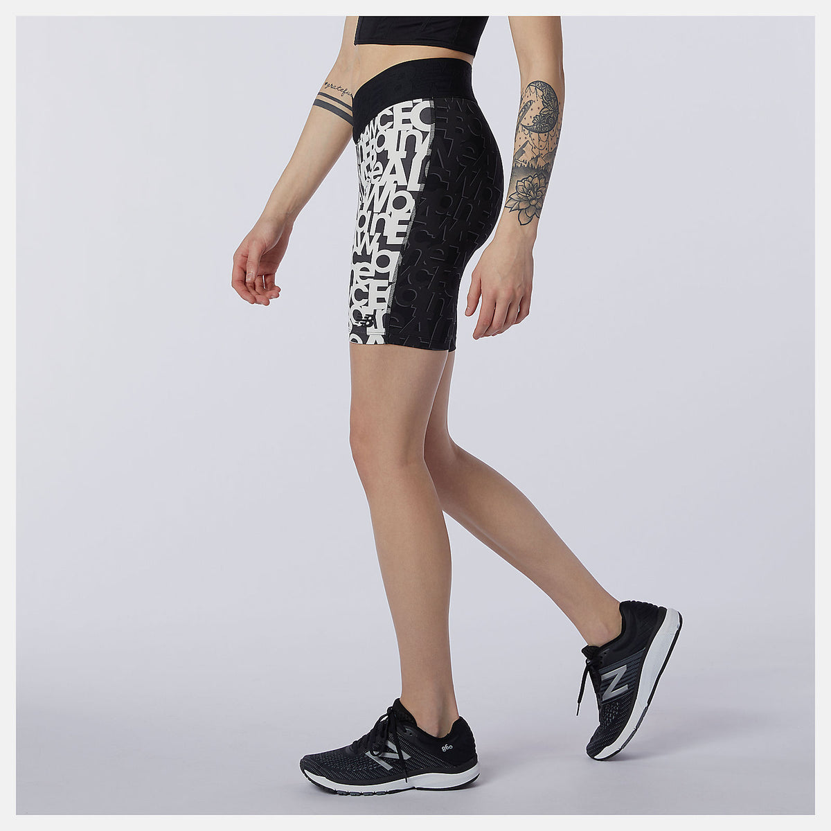 Black/White Relentless Printed Fitted Short | New Balance Clothing