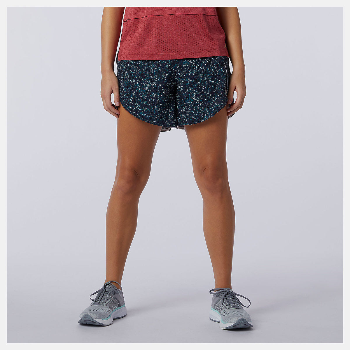 Teal Printed Impact Run 5 inch Short | New Balance Clothing