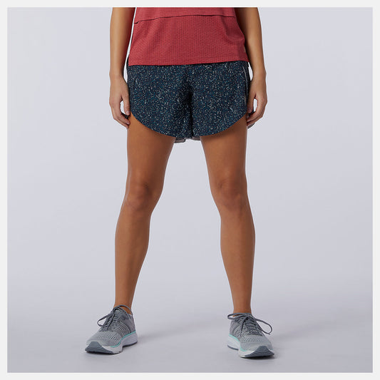 Teal Printed Impact Run 5 inch Short | New Balance Clothing