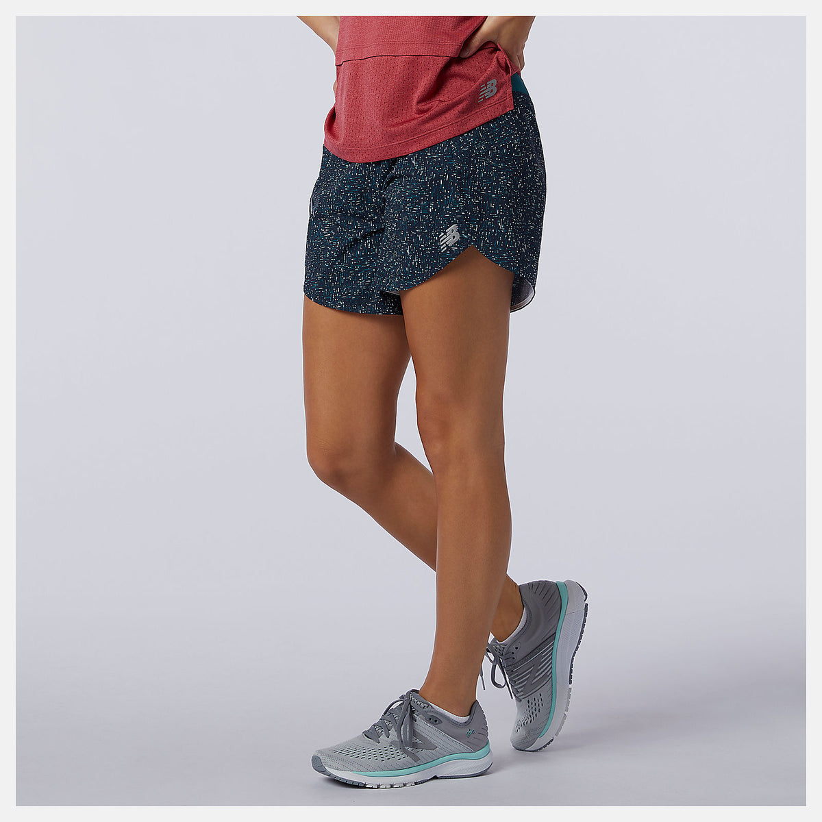 Teal Printed Impact Run 5 inch Short | New Balance Clothing