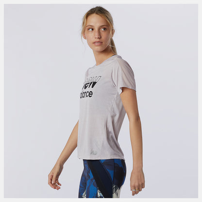 Logwood Heather Printed Impact Run Short Sleeve | New Balance Clothing