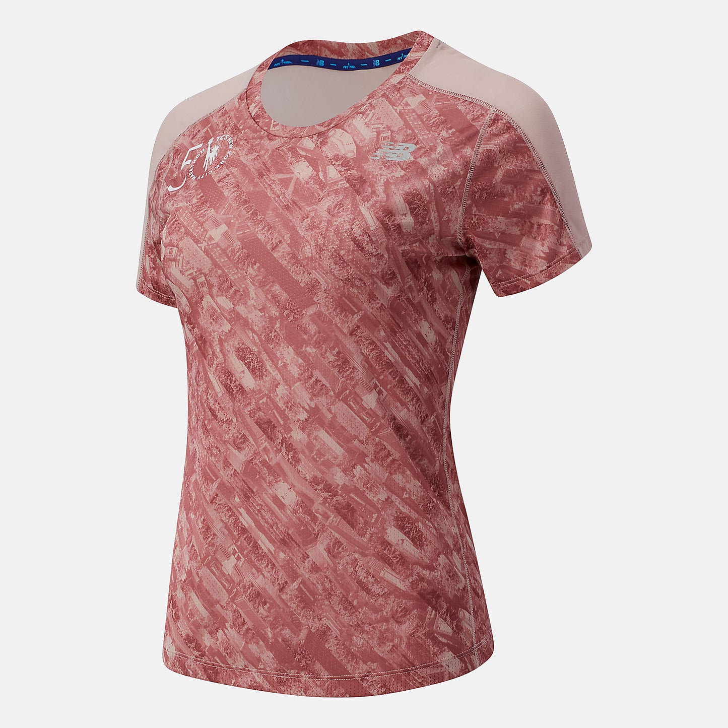 Saturn Pink NYC Marathon Printed Impact Run Short Sleeve | New Balance Clothing