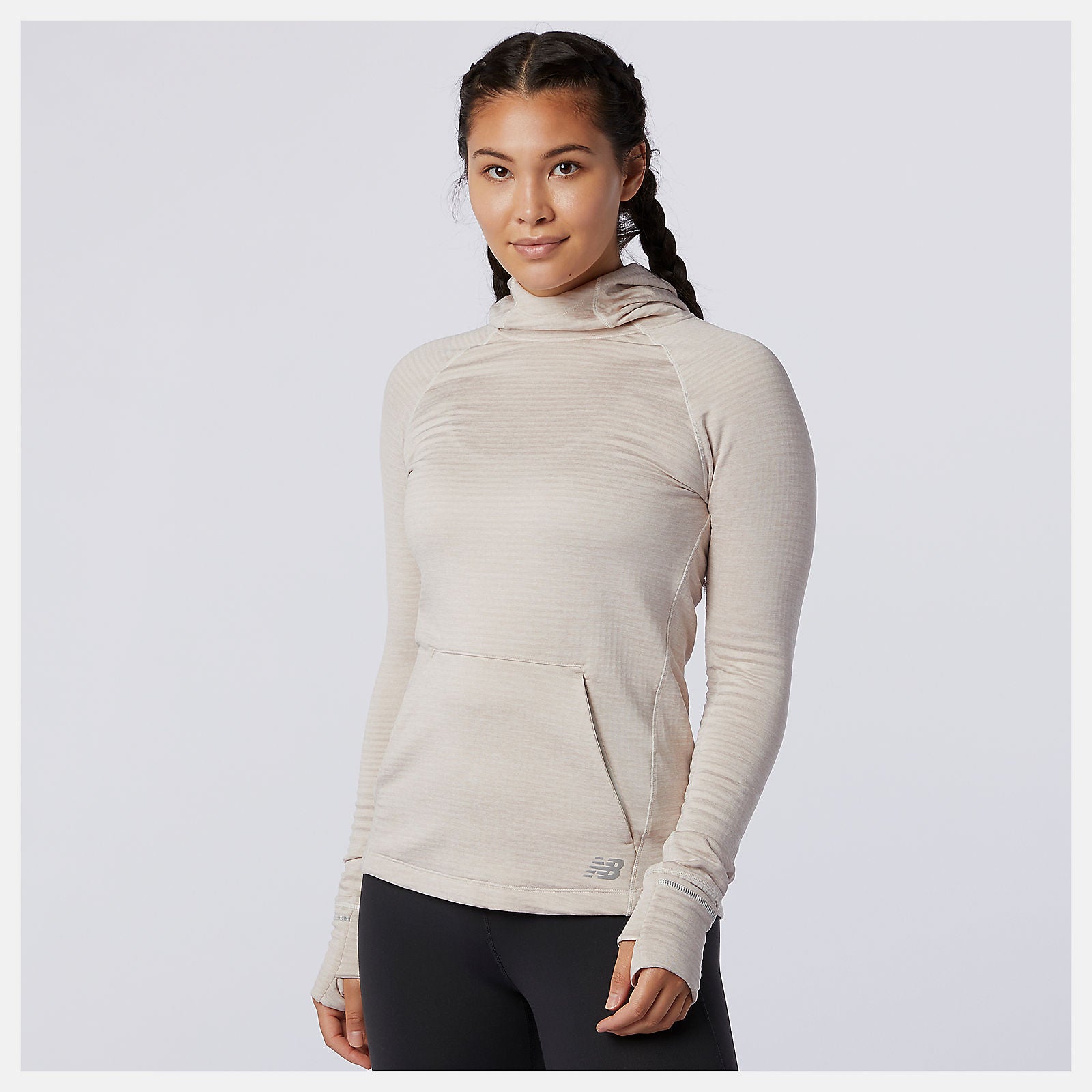 Sea Salt Heather NB Heat Grid Hoodie | New Balance Clothing