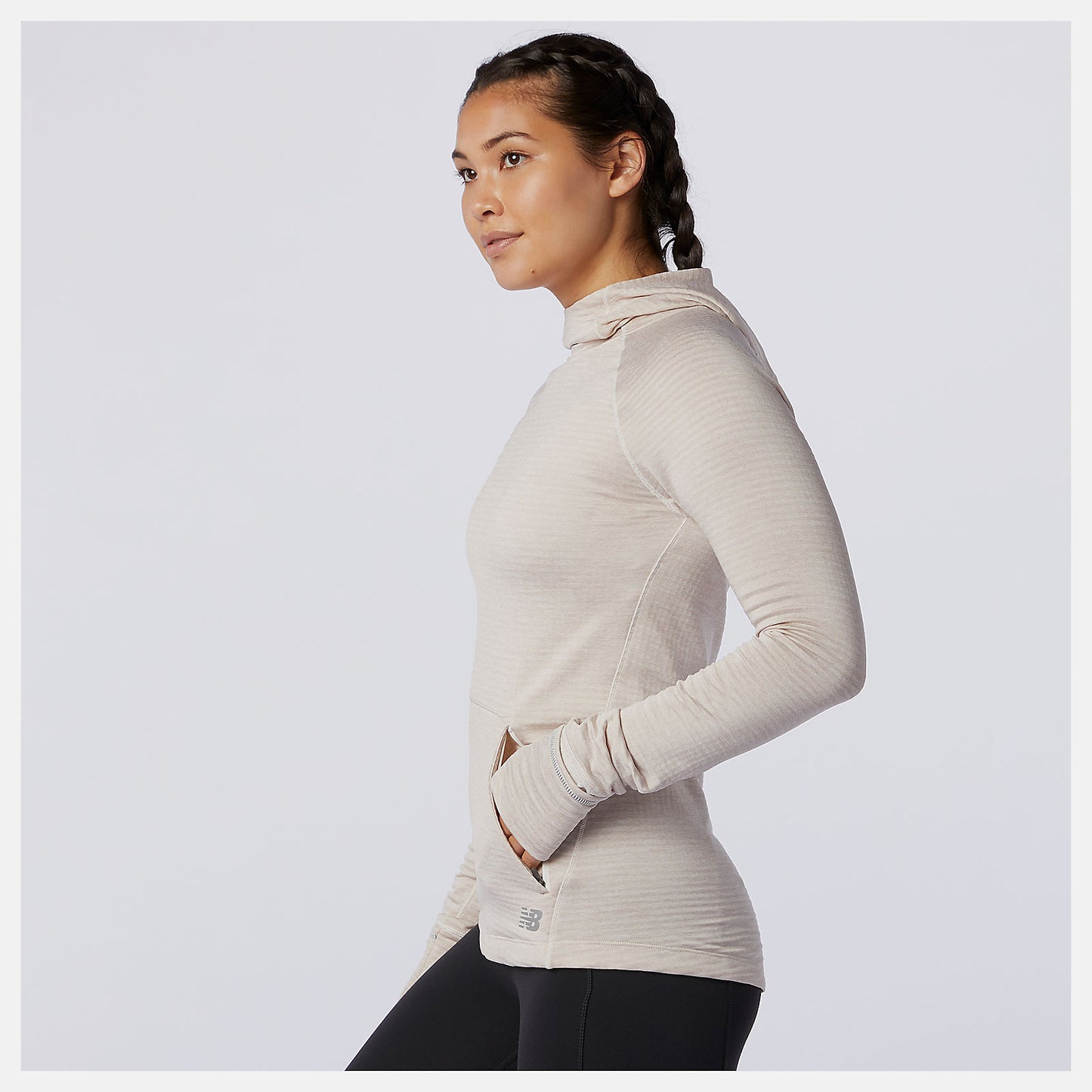 Sea Salt Heather NB Heat Grid Hoodie | New Balance Clothing