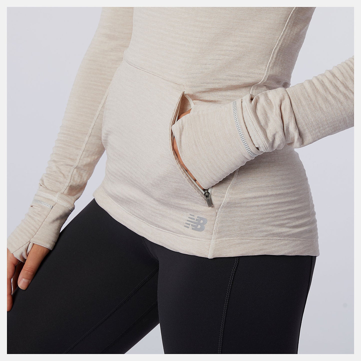 Sea Salt Heather NB Heat Grid Hoodie | New Balance Clothing