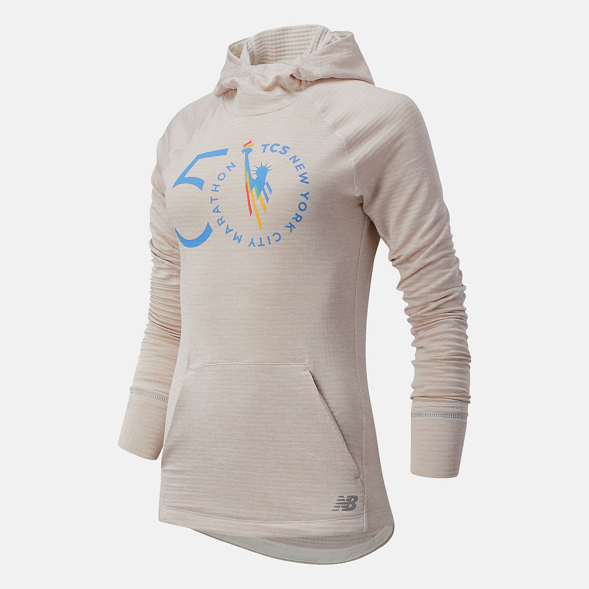 Sea Salt Heather NYC Marathon NB Heat Grid Hoodie | New Balance Clothing