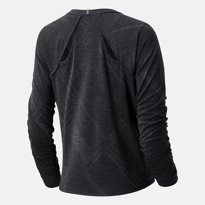 Black Heather NYC Marathon Q Speed Fuel Jacquard Long Sleeve | New Balance Clothing