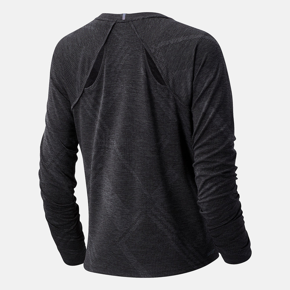 Black Heather NYC Marathon Q Speed Fuel Jacquard Long Sleeve | New Balance Clothing