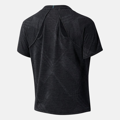 Black Heather NYC Marathon Q Speed Fuel Jacquard Short Sleeve | New Balance Clothing