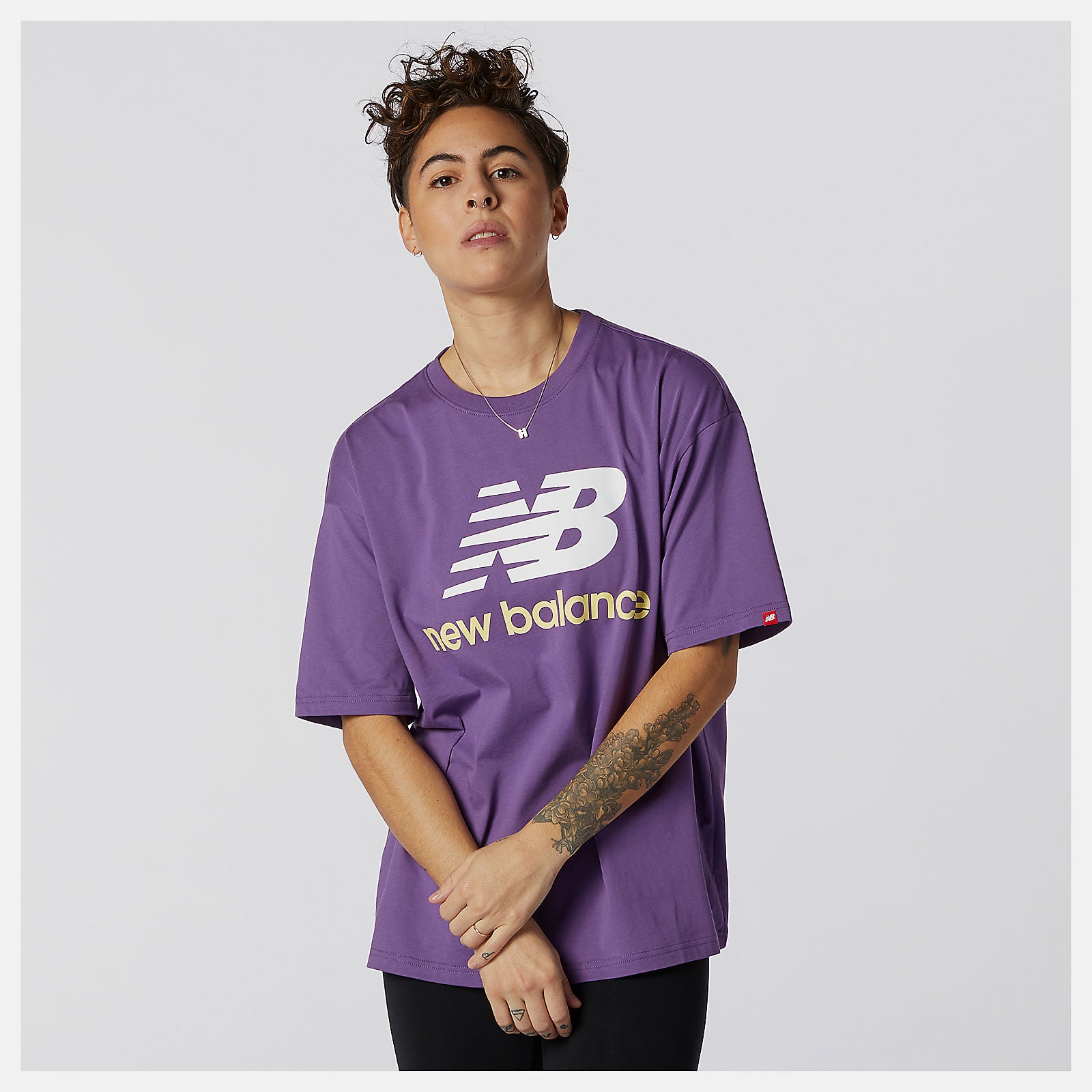 Sour Grape NB Essentials Stacked Logo Tee | New Balance Clothing