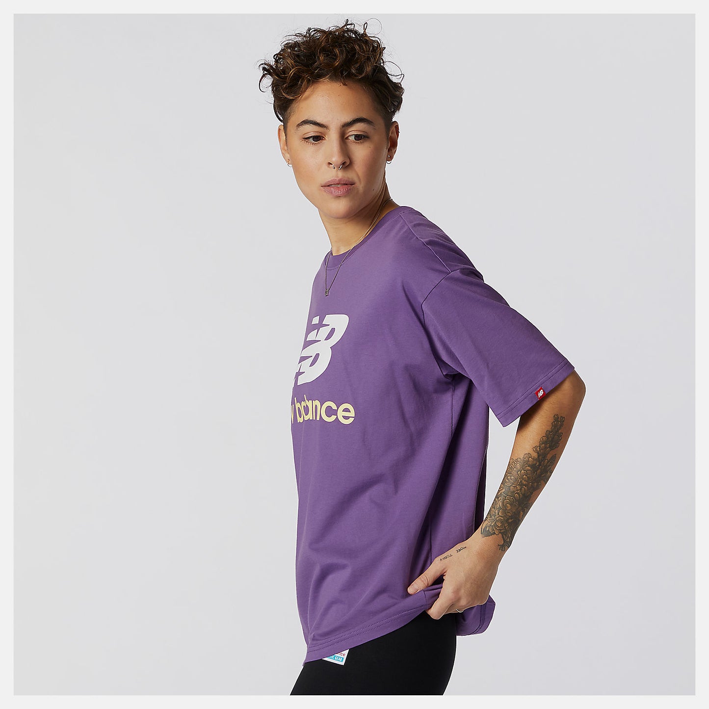 Sour Grape NB Essentials Stacked Logo Tee | New Balance Clothing