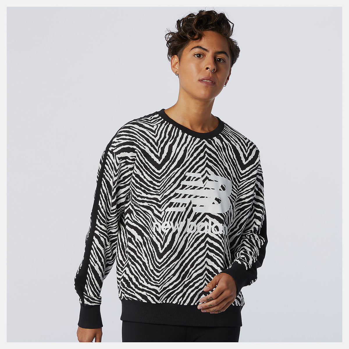 White Multi NB Athletics AOP Animal Print Crew | New Balance Clothing