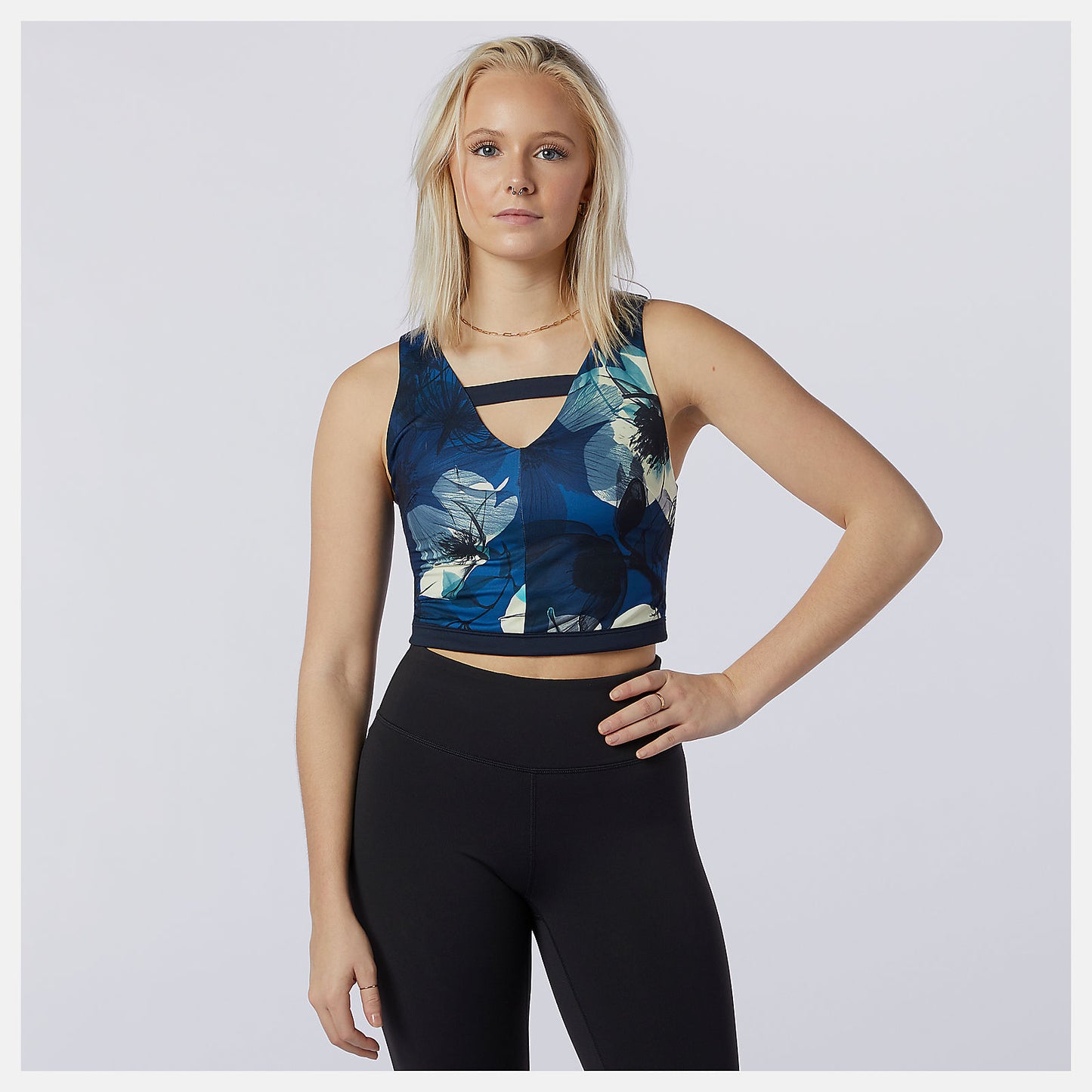 Blue Transform NBSleek Printed Crop Top | New Balance Clothing