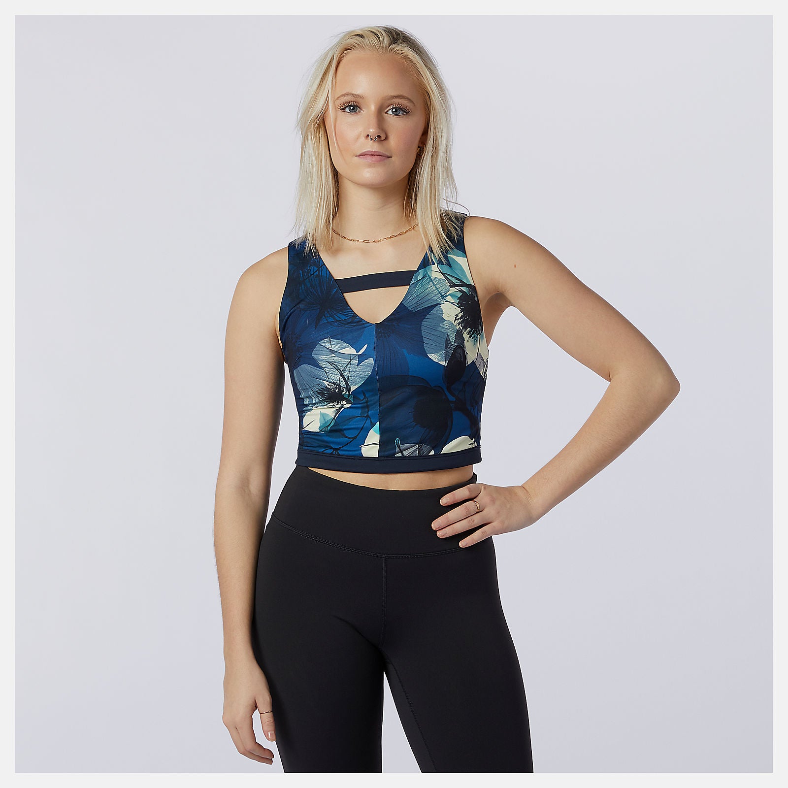Blue Transform NBSleek Printed Crop Top | New Balance Clothing