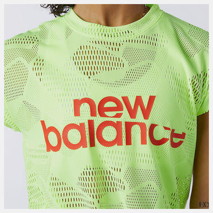 Bleached Lime Glo Achiever Collide Open Mesh Tee | New Balance Clothing