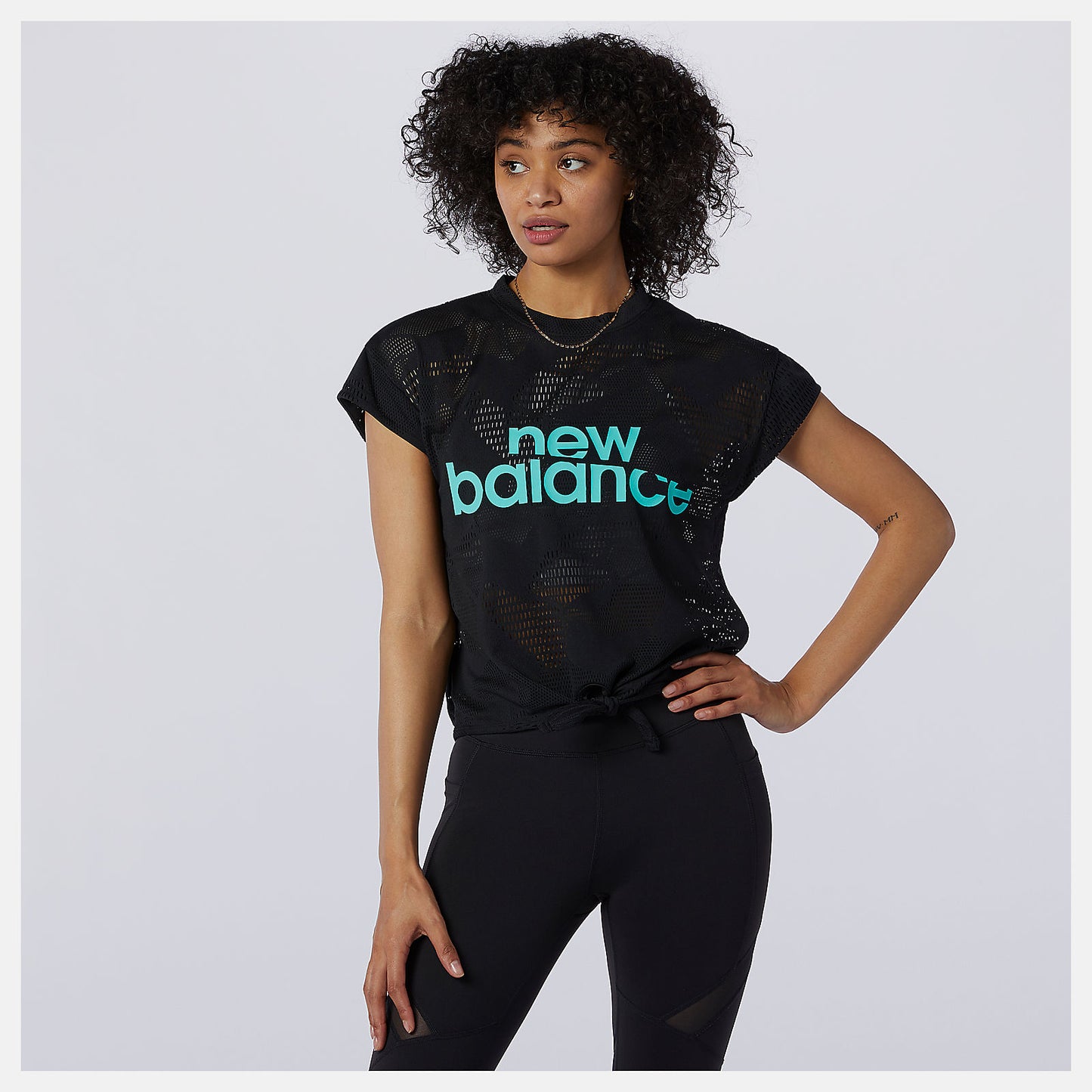 Black Achiever Collide Open Mesh Tee | New Balance Clothing