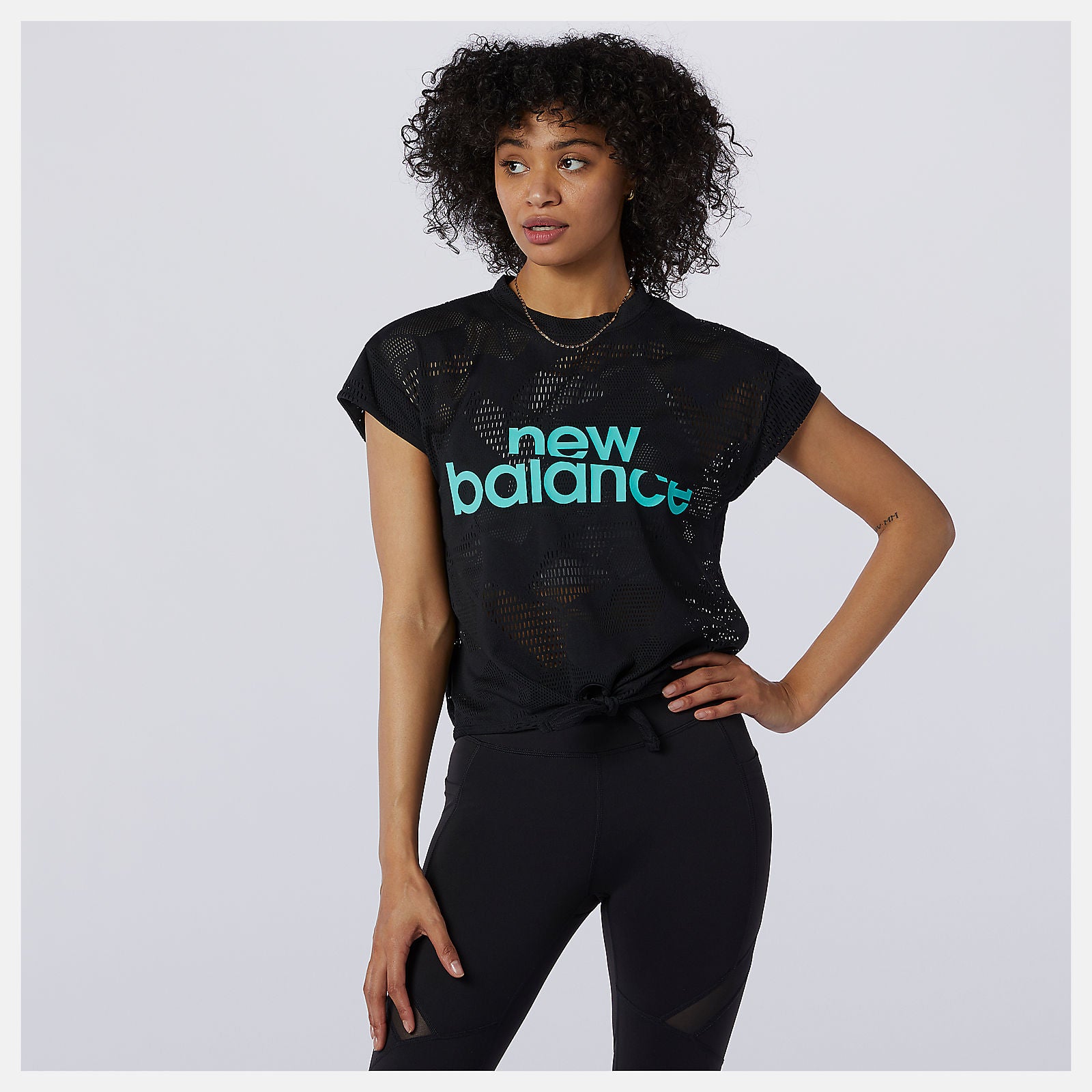 Black Achiever Collide Open Mesh Tee | New Balance Clothing