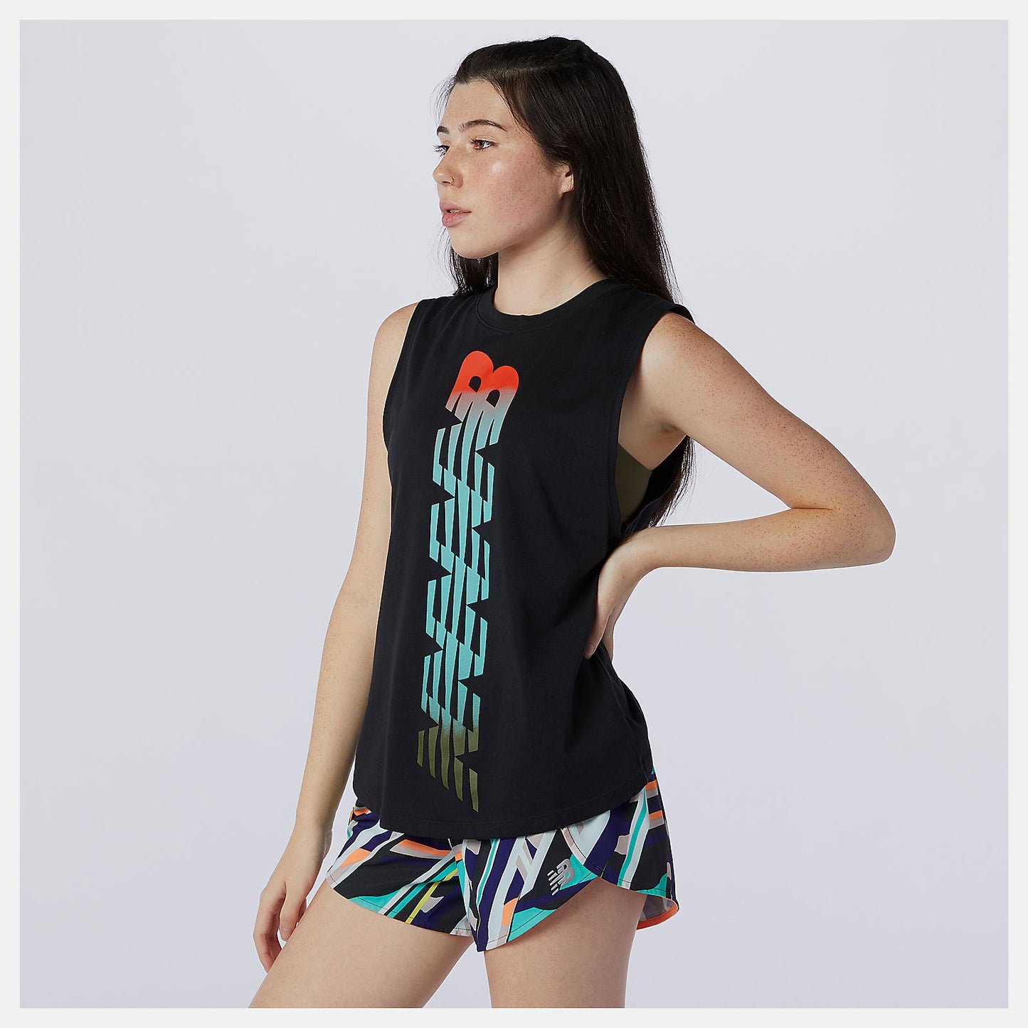 Black Relentless Cinched Back Graphic Tank | New Balance Clothing
