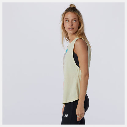 Lemon Haze Heather Relentless Cinched Back Graphic Tank | New Balance Clothing