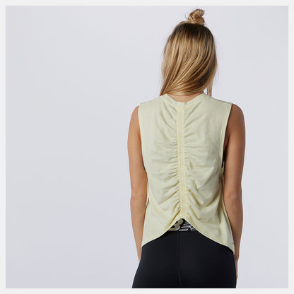 Lemon Haze Heather Relentless Cinched Back Graphic Tank | New Balance Clothing