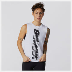 White Relentless Cinched Back Graphic Tank | New Balance Clothing